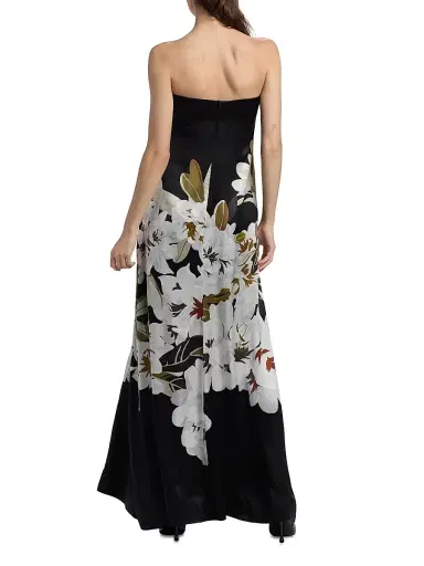 Adam Lippes Women's Marais Floral Silk Charmeuse Dress - Black White | Thumbnail 5 Adam Lippes Women's Marais Floral Silk Charmeuse Dress - Black White | Thumbnail 5