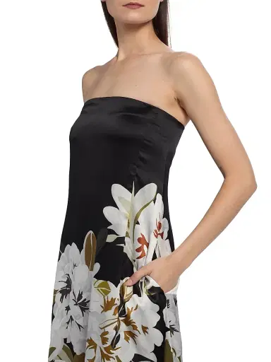 Adam Lippes Women's Marais Floral Silk Charmeuse Dress - Black White | Thumbnail 6 Adam Lippes Women's Marais Floral Silk Charmeuse Dress - Black White | Thumbnail 6