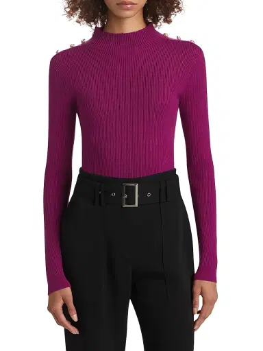 Elie Tahari Women's The Yana Rib-Knit Mock-Turtleneck Sweater - Palace Pink | Thumbnail 3 Elie Tahari Women's The Yana Rib-Knit Mock-Turtleneck Sweater - Palace Pink | Thumbnail 3