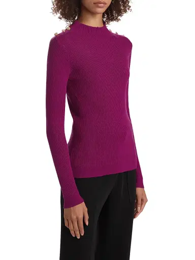 Elie Tahari Women's The Yana Rib-Knit Mock-Turtleneck Sweater - Palace Pink | Thumbnail 4 Elie Tahari Women's The Yana Rib-Knit Mock-Turtleneck Sweater - Palace Pink | Thumbnail 4