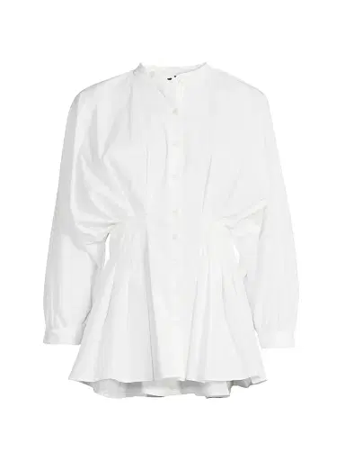 Natori Women's Pleated Cotton Poplin Shirt - White - Size 8 | Thumbnail 1 Natori Women's Pleated Cotton Poplin Shirt - White - Size 8 | Thumbnail 1