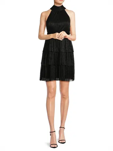 Lilly Pulitzer Women's Wyn Halter Minidress - Noir Metallic | Thumbnail 2 Lilly Pulitzer Women's Wyn Halter Minidress - Noir Metallic | Thumbnail 2