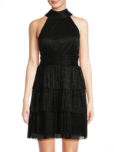 Lilly Pulitzer Women's Wyn Halter Minidress - Noir Metallic | Thumbnail 3 Lilly Pulitzer Women's Wyn Halter Minidress - Noir Metallic | Thumbnail 3