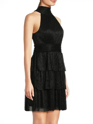 Lilly Pulitzer Women's Wyn Halter Minidress - Noir Metallic | Thumbnail 4 Lilly Pulitzer Women's Wyn Halter Minidress - Noir Metallic | Thumbnail 4