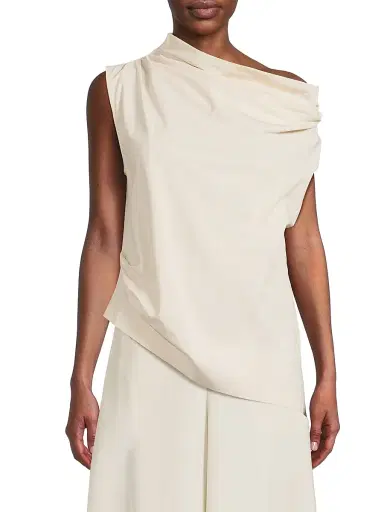 Natori Women's Asymmetric Funnelneck Top - Ivory - Size 2 | Thumbnail 3 Natori Women's Asymmetric Funnelneck Top - Ivory - Size 2 | Thumbnail 3