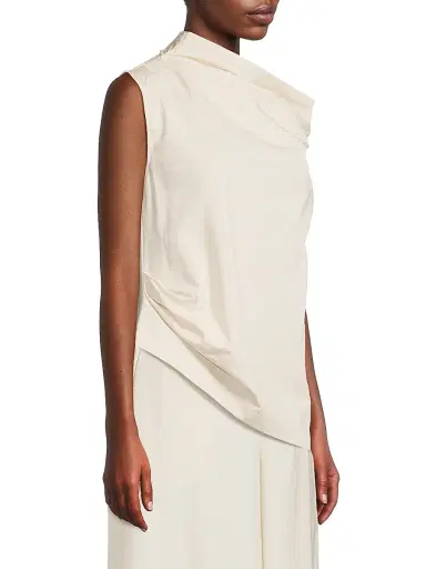 Natori Women's Asymmetric Funnelneck Top - Ivory - Size 2 | Thumbnail 4 Natori Women's Asymmetric Funnelneck Top - Ivory - Size 2 | Thumbnail 4