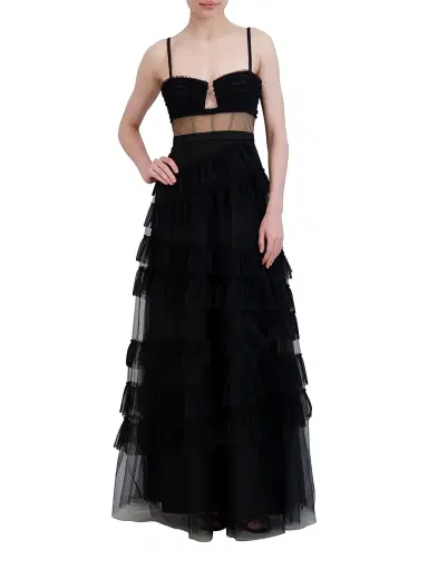 BCBGMAXAZRIA Women's Corset Tulle Ruffled Gown - Black | Thumbnail 2 BCBGMAXAZRIA Women's Corset Tulle Ruffled Gown - Black | Thumbnail 2