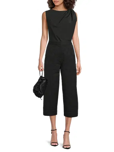 Natori Women's Jacquard Wide-Leg Crop Pants - Black - Size 8 | Thumbnail 2 Natori Women's Jacquard Wide-Leg Crop Pants - Black - Size 8 | Thumbnail 2