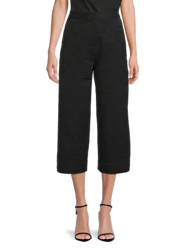 Natori Women's Jacquard Wide-Leg Crop Pants - Black - Size 8 | Thumbnail 3 Natori Women's Jacquard Wide-Leg Crop Pants - Black - Size 8 | Thumbnail 3