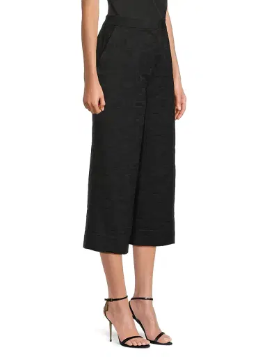 Natori Women's Jacquard Wide-Leg Crop Pants - Black - Size 8 | Thumbnail 4 Natori Women's Jacquard Wide-Leg Crop Pants - Black - Size 8 | Thumbnail 4