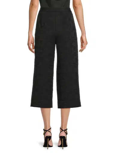 Natori Women's Jacquard Wide-Leg Crop Pants - Black - Size 8 | Thumbnail 5 Natori Women's Jacquard Wide-Leg Crop Pants - Black - Size 8 | Thumbnail 5