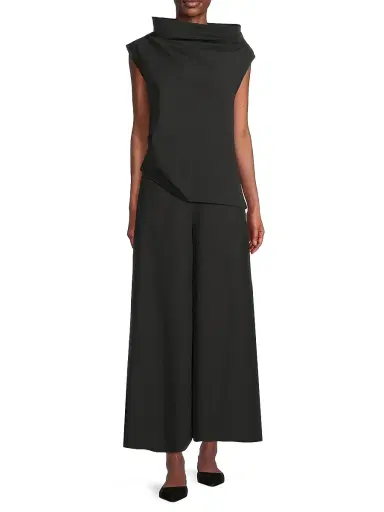 Natori Women's Asymmetric Funnelneck Top - Black - Size 4 | Thumbnail 2 Natori Women's Asymmetric Funnelneck Top - Black - Size 4 | Thumbnail 2