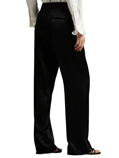 Ralph Lauren Collection Women's Crepe-Back Satin Straight-Fit Pants - Polo Black - Size 0 | Thumbnail 3 Ralph Lauren Collection Women's Crepe-Back Satin Straight-Fit Pants - Polo Black - Size 0 | Thumbnail 3