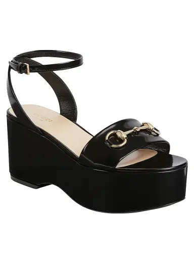 Gucci Women's Lady Horsebit 75MM Leather Platform Sandals - Black | Thumbnail 2 Gucci Women's Lady Horsebit 75MM Leather Platform Sandals - Black | Thumbnail 2