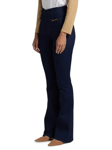 Veronica Beard Women's Beverly Chain-Detail High-Rise Flare Jeans | Thumbnail 4 Veronica Beard Women's Beverly Chain-Detail High-Rise Flare Jeans | Thumbnail 4