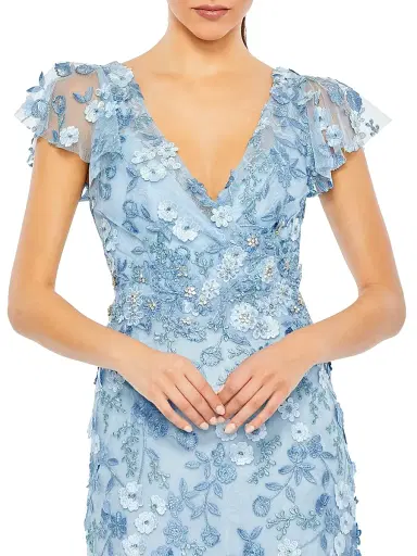 Mac Duggal Women's Floral Appliqué Tulle Gown | Thumbnail 3 Mac Duggal Women's Floral Appliqué Tulle Gown | Thumbnail 3