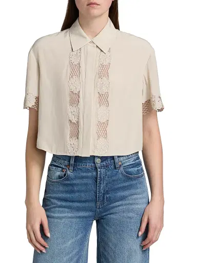 Ramy Brook Women's Tania Lace Short-Sleeve Blouse - Sandstone - Size Medium | Thumbnail 3 Ramy Brook Women's Tania Lace Short-Sleeve Blouse - Sandstone - Size Medium | Thumbnail 3
