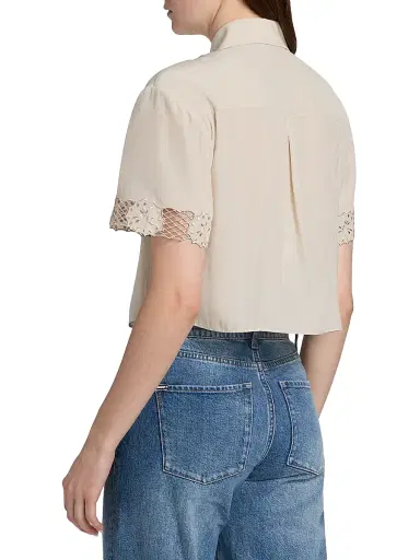 Ramy Brook Women's Tania Lace Short-Sleeve Blouse - Sandstone - Size Medium | Thumbnail 5 Ramy Brook Women's Tania Lace Short-Sleeve Blouse - Sandstone - Size Medium | Thumbnail 5