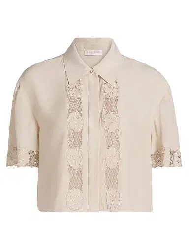 Ramy Brook Women's Tania Lace Short-Sleeve Blouse - Sandstone - Size Medium | Thumbnail 1 Ramy Brook Women's Tania Lace Short-Sleeve Blouse - Sandstone - Size Medium | Thumbnail 1