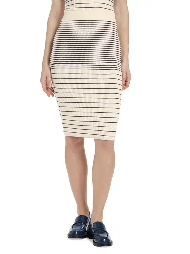 ATM Anthony Thomas Melillo Women's Striped Rib Cotton & Silk Midi-Skirt - Chalk Ink | Thumbnail 3 ATM Anthony Thomas Melillo Women's Striped Rib Cotton & Silk Midi-Skirt - Chalk Ink | Thumbnail 3