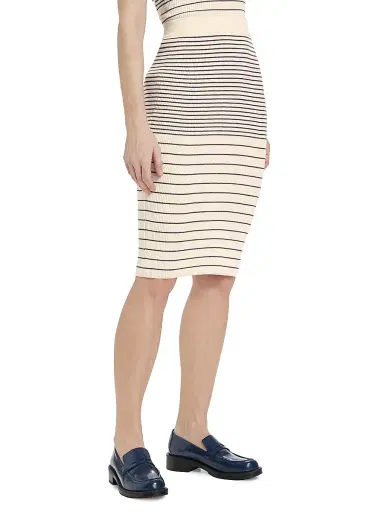 ATM Anthony Thomas Melillo Women's Striped Rib Cotton & Silk Midi-Skirt - Chalk Ink | Thumbnail 4 ATM Anthony Thomas Melillo Women's Striped Rib Cotton & Silk Midi-Skirt - Chalk Ink | Thumbnail 4