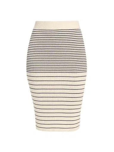 ATM Anthony Thomas Melillo Women's Striped Rib Cotton & Silk Midi-Skirt - Chalk Ink | Thumbnail 1 ATM Anthony Thomas Melillo Women's Striped Rib Cotton & Silk Midi-Skirt - Chalk Ink | Thumbnail 1