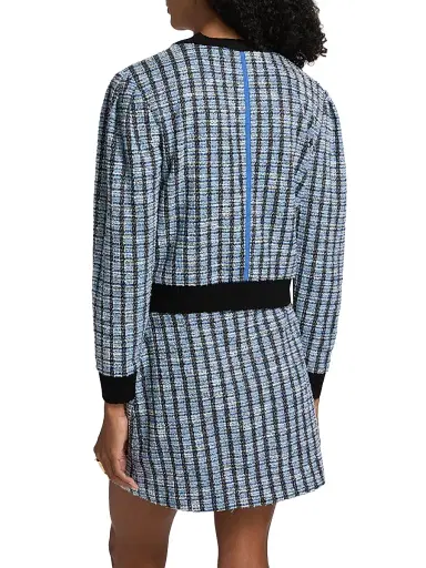 Derek Lam 10 Crosby Women's Ky Stretch Tweed Cardigan Jacket - Blue Multi | Thumbnail 5 Derek Lam 10 Crosby Women's Ky Stretch Tweed Cardigan Jacket - Blue Multi | Thumbnail 5