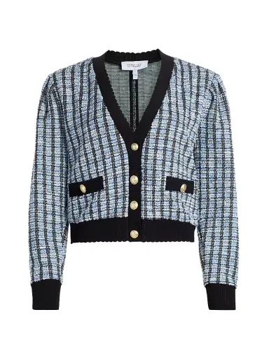 Derek Lam 10 Crosby Women's Ky Stretch Tweed Cardigan Jacket - Blue Multi | Thumbnail 1 Derek Lam 10 Crosby Women's Ky Stretch Tweed Cardigan Jacket - Blue Multi | Thumbnail 1