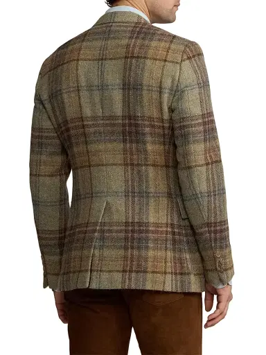Ralph Lauren Purple Label Men's Kent Hand-Tailored Plaid Wool Sportcoat - Sage Brown Tan Multi | Thumbnail 4 Ralph Lauren Purple Label Men's Kent Hand-Tailored Plaid Wool Sportcoat - Sage Brown Tan Multi | Thumbnail 4