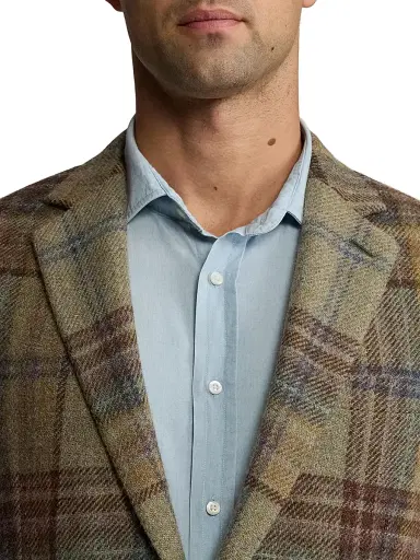 Ralph Lauren Purple Label Men's Kent Hand-Tailored Plaid Wool Sportcoat - Sage Brown Tan Multi | Thumbnail 5 Ralph Lauren Purple Label Men's Kent Hand-Tailored Plaid Wool Sportcoat - Sage Brown Tan Multi | Thumbnail 5