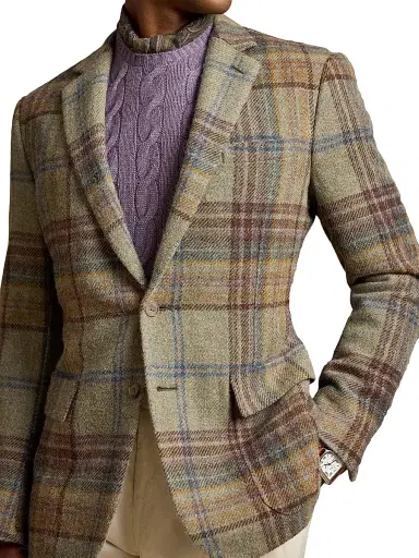 Ralph Lauren Purple Label Men's Kent Hand-Tailored Plaid Wool Sportcoat - Sage Brown Tan Multi | Thumbnail 6 Ralph Lauren Purple Label Men's Kent Hand-Tailored Plaid Wool Sportcoat - Sage Brown Tan Multi | Thumbnail 6
