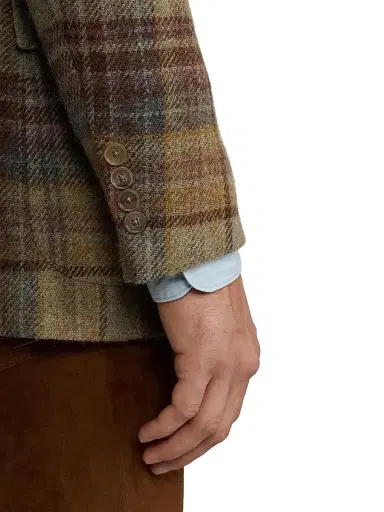 Ralph Lauren Purple Label Men's Kent Hand-Tailored Plaid Wool Sportcoat - Sage Brown Tan Multi | Thumbnail 8 Ralph Lauren Purple Label Men's Kent Hand-Tailored Plaid Wool Sportcoat - Sage Brown Tan Multi | Thumbnail 8