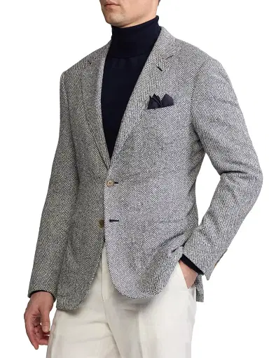 Ralph Lauren Purple Label Men's Kent Hand-Tailored Herringbone Jacket | Thumbnail 4 Ralph Lauren Purple Label Men's Kent Hand-Tailored Herringbone Jacket | Thumbnail 4