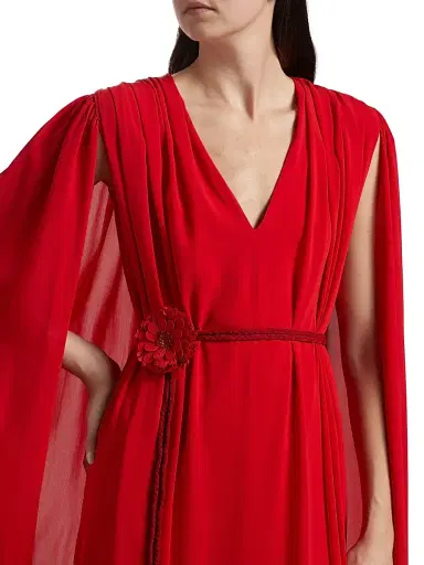 ALICE + OLIVIA Women's Zenaida Maxi Cape Dress - Bright Ruby | Thumbnail 6 ALICE + OLIVIA Women's Zenaida Maxi Cape Dress - Bright Ruby | Thumbnail 6