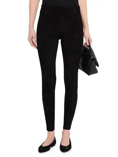 ALICE + OLIVIA Women's Lennox Suede Mid-Rise Leggings - Black | Thumbnail 3 ALICE + OLIVIA Women's Lennox Suede Mid-Rise Leggings - Black | Thumbnail 3