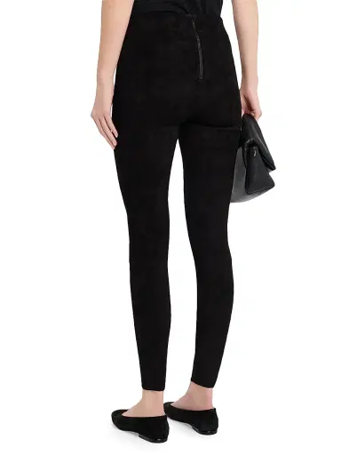 ALICE + OLIVIA Women's Lennox Suede Mid-Rise Leggings - Black | Thumbnail 4 ALICE + OLIVIA Women's Lennox Suede Mid-Rise Leggings - Black | Thumbnail 4