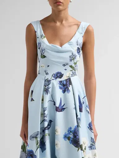 Alice + Olivia Women's Estrella Draped Floral Gown - Fly Away - Size 6 | Thumbnail 5 Alice + Olivia Women's Estrella Draped Floral Gown - Fly Away - Size 6 | Thumbnail 5
