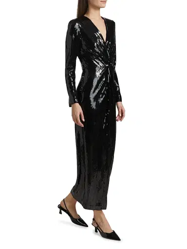 Generation Love Women's Silvanna Sequined Twist-Front Maxi-Dress - Black | Thumbnail 2 Generation Love Women's Silvanna Sequined Twist-Front Maxi-Dress - Black | Thumbnail 2