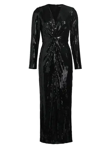 Generation Love Women's Silvanna Sequined Twist-Front Maxi-Dress - Black | Thumbnail 1 Generation Love Women's Silvanna Sequined Twist-Front Maxi-Dress - Black | Thumbnail 1