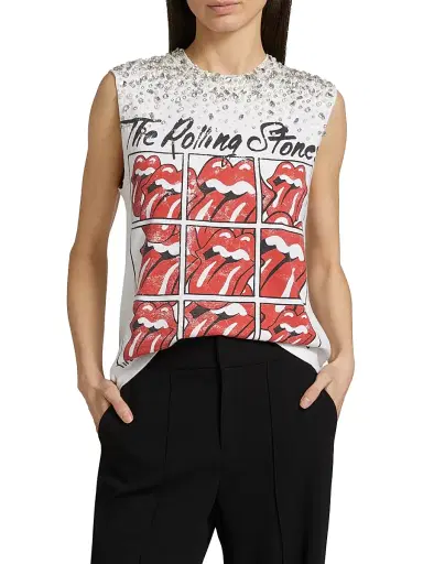 ALICE + OLIVIA Women's Micah Embellished Muscle Tank Top - Off White Multi | Thumbnail 3 ALICE + OLIVIA Women's Micah Embellished Muscle Tank Top - Off White Multi | Thumbnail 3