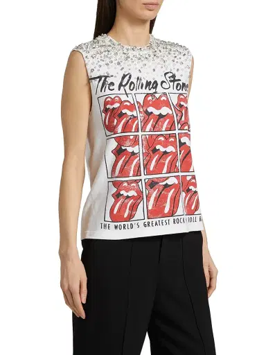 ALICE + OLIVIA Women's Micah Embellished Muscle Tank Top - Off White Multi | Thumbnail 4 ALICE + OLIVIA Women's Micah Embellished Muscle Tank Top - Off White Multi | Thumbnail 4