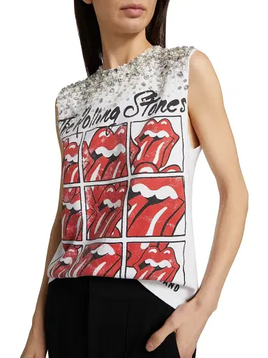 ALICE + OLIVIA Women's Micah Embellished Muscle Tank Top - Off White Multi | Thumbnail 6 ALICE + OLIVIA Women's Micah Embellished Muscle Tank Top - Off White Multi | Thumbnail 6
