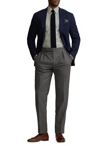 Ralph Lauren Purple Label Men's Mini Houndstooth Shirt - Light Melange Grey | Thumbnail 2 Ralph Lauren Purple Label Men's Mini Houndstooth Shirt - Light Melange Grey | Thumbnail 2