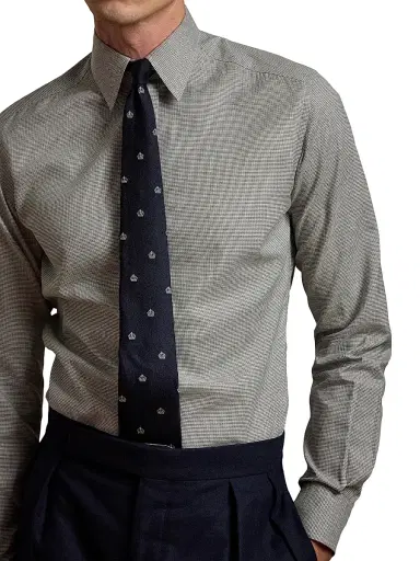Ralph Lauren Purple Label Men's Mini Houndstooth Shirt - Light Melange Grey | Thumbnail 6 Ralph Lauren Purple Label Men's Mini Houndstooth Shirt - Light Melange Grey | Thumbnail 6