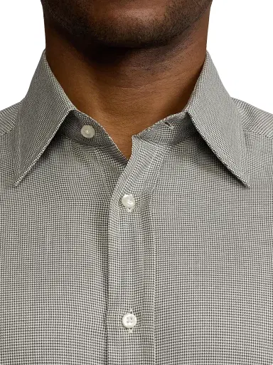 Ralph Lauren Purple Label Men's Mini Houndstooth Shirt - Light Melange Grey | Thumbnail 7 Ralph Lauren Purple Label Men's Mini Houndstooth Shirt - Light Melange Grey | Thumbnail 7