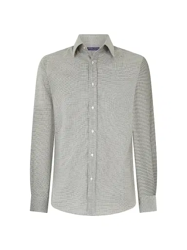 Ralph Lauren Purple Label Men's Mini Houndstooth Shirt - Light Melange Grey | Thumbnail 1 Ralph Lauren Purple Label Men's Mini Houndstooth Shirt - Light Melange Grey | Thumbnail 1