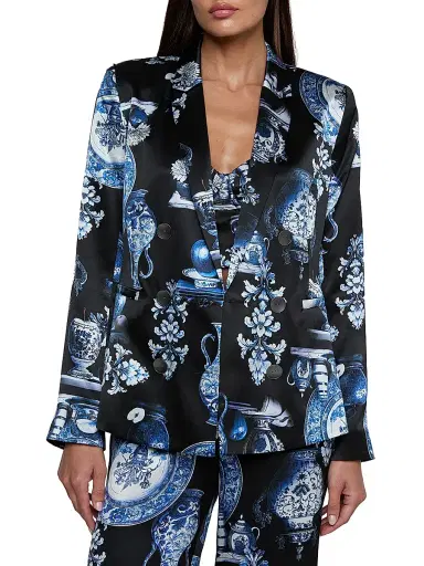 L'Agence Women's Colin Graphic Silk Double-Breasted Blazer | Thumbnail 3 L'Agence Women's Colin Graphic Silk Double-Breasted Blazer | Thumbnail 3