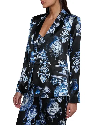L'Agence Women's Colin Graphic Silk Double-Breasted Blazer | Thumbnail 4 L'Agence Women's Colin Graphic Silk Double-Breasted Blazer | Thumbnail 4