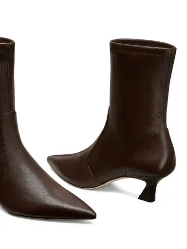 Stuart Weitzman Women's Vinnie 50MM Leather Boots - Walnut | Thumbnail 5 Stuart Weitzman Women's Vinnie 50MM Leather Boots - Walnut | Thumbnail 5