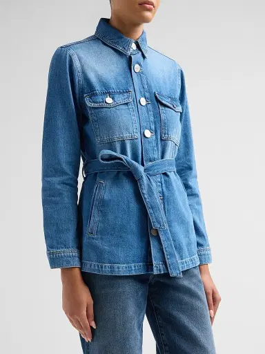 L'Agence Women's Samaya Denim Safari Jacket - Torvang - Size XL | Thumbnail 4 L'Agence Women's Samaya Denim Safari Jacket - Torvang - Size XL | Thumbnail 4
